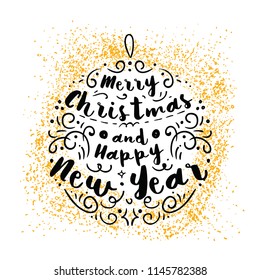 Merry Christmas. Typography. Vector logo, text design. Greeting card.