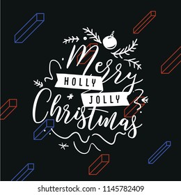 Merry Christmas. Typography. Vector logo, text design. Greeting card.