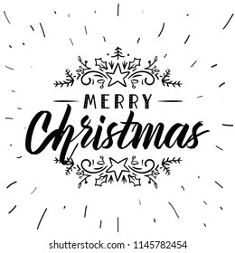Merry Christmas. Typography. Vector logo, text design. Greeting card.