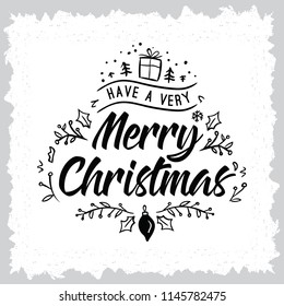 Merry Christmas. Typography. Vector logo, text design. Greeting card.