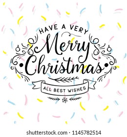 Merry Christmas. Typography. Vector logo, text design. Greeting card.