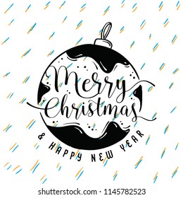 Merry Christmas. Typography. Vector logo, text design. Greeting card.
