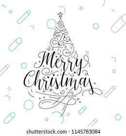 Merry Christmas. Typography. Vector logo, text design. Greeting card.
