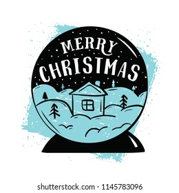 Merry Christmas. Typography. Vector logo, text design. Greeting card.