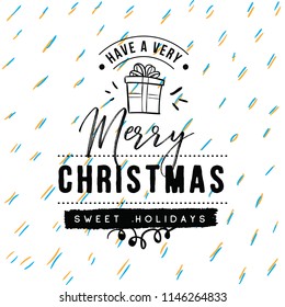 Merry Christmas. Typography. Vector logo, text design. Greeting card.