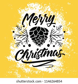 Merry Christmas. Typography. Vector logo, text design. Greeting card.