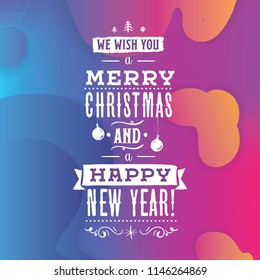 Merry Christmas. Typography. Vector logo, text design. Greeting card.