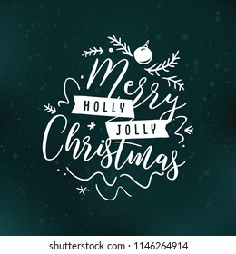 Merry Christmas. Typography. Vector logo, text design. Greeting card.