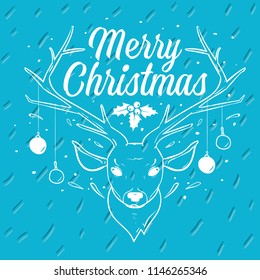 Merry Christmas. Typography. Vector logo, text design. Greeting card.