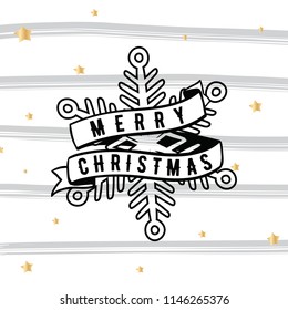 Merry Christmas. Typography. Vector logo, text design. Greeting card.