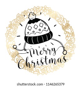 Merry Christmas. Typography. Vector logo, text design. Greeting card.