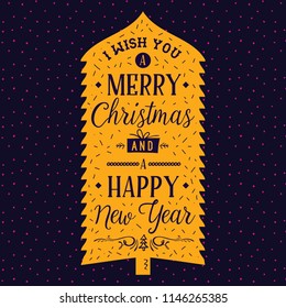 Merry Christmas. Typography. Vector logo, text design. Greeting card.