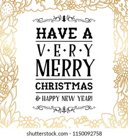 Merry Christmas. Typography. Vector logo, text design. Greeting card.