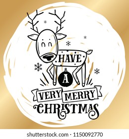 Merry Christmas. Typography. Vector logo, text design. Greeting card.