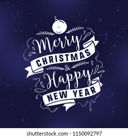 Merry Christmas. Typography. Vector logo, text design. Greeting card.