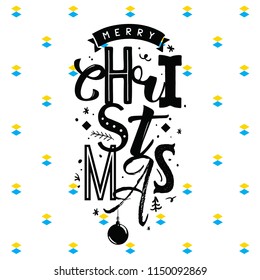 Merry Christmas. Typography. Vector logo, text design. Greeting card.
