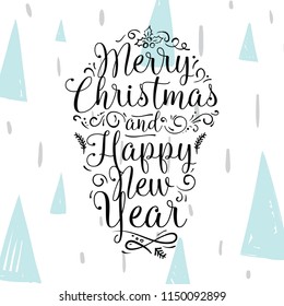 Merry Christmas. Typography. Vector logo, text design. Greeting card.