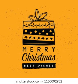 Merry Christmas. Typography. Vector logo, text design. Greeting card.