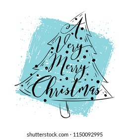 Merry Christmas. Typography. Vector logo, text design. Greeting card.