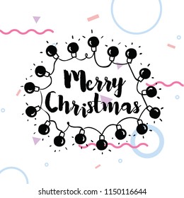 Merry Christmas. Typography. Vector logo, text design. Greeting card.