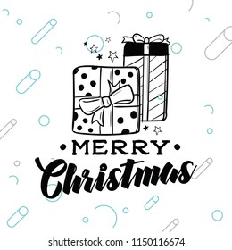Merry Christmas. Typography. Vector logo, text design. Greeting card.