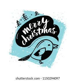 Merry Christmas. Typography. Vector logo, text design. Greeting card.
