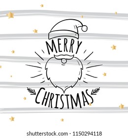 Merry Christmas. Typography. Vector logo, text design. Greeting card.