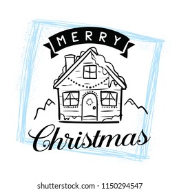 Merry Christmas. Typography. Vector logo, text design. Greeting card.