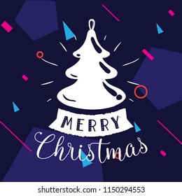 Merry Christmas. Typography. Vector logo, text design. Greeting card.