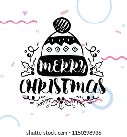 Merry Christmas. Typography. Vector logo, text design. Greeting card.