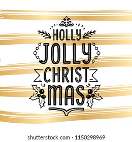 Merry Christmas. Typography. Vector logo, text design. Greeting card.