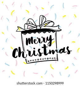 Merry Christmas. Typography. Vector logo, text design. Greeting card.