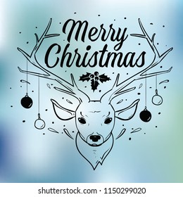 Merry Christmas. Typography. Vector logo, text design. Greeting card.