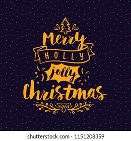 Merry Christmas. Typography. Vector logo, text design. Greeting card.