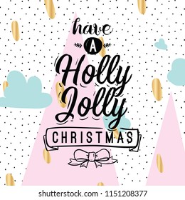 Merry Christmas. Typography. Vector logo, text design. Greeting card.