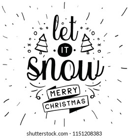 Merry Christmas. Typography. Vector logo, text design. Greeting card.