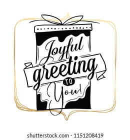 Merry Christmas. Typography. Vector logo, text design. Greeting card.