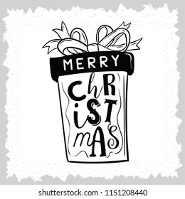 Merry Christmas. Typography. Vector logo, text design. Greeting card.