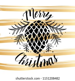 Merry Christmas. Typography. Vector logo, text design. Greeting card.