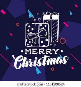 Merry Christmas. Typography. Vector logo, text design. Greeting card.