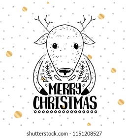 Merry Christmas. Typography. Vector logo, text design. Greeting card.