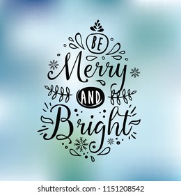 Merry Christmas. Typography. Vector logo, text design. Greeting card.