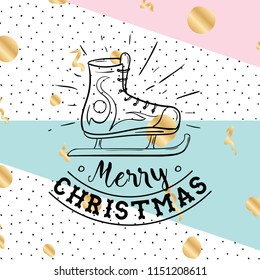 Merry Christmas. Typography. Vector logo, text design. Greeting card.