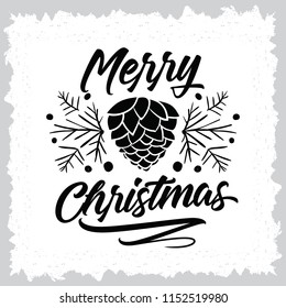 Merry Christmas. Typography. Vector logo, text design. Greeting card.
