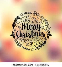 Merry Christmas. Typography. Vector logo, text design. Greeting card.