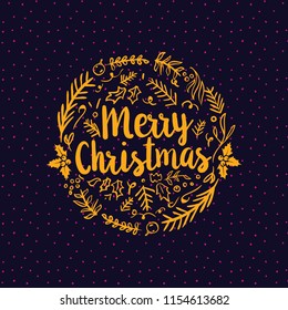 Merry Christmas. Typography. Vector logo, text design. Greeting card.