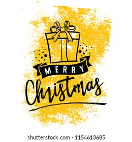 Merry Christmas. Typography. Vector logo, text design. Greeting card.