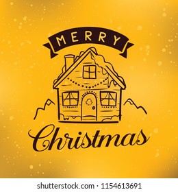Merry Christmas. Typography. Vector logo, text design. Greeting card.