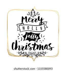 Merry Christmas. Typography. Vector logo, text design. Greeting card.
