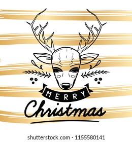 Merry Christmas. Typography. Vector logo, text design. Greeting card.